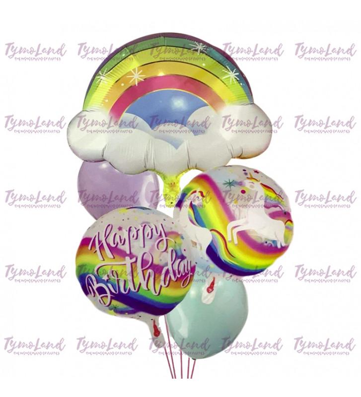 Bouquet De 05 Ballons H-Bday Rainbow