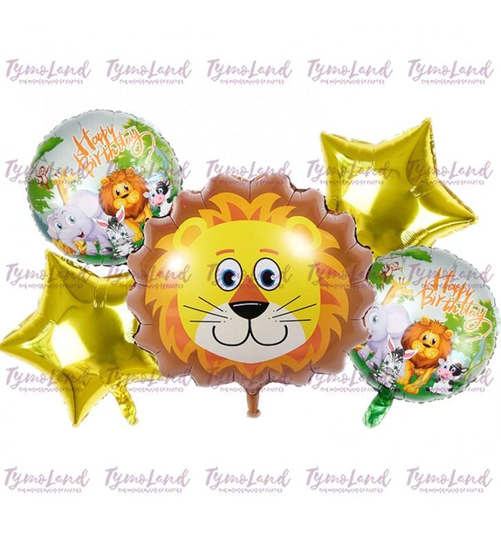 Bouquet de 05 Ballons Lion Le Roi De La Jungle