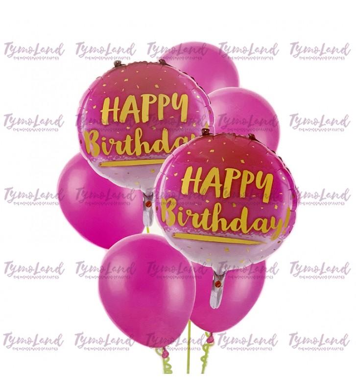 Grappe de 07 Ballons H-Bday Roses