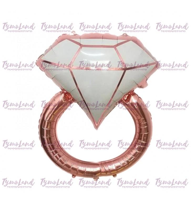 Ballon Bague Blanc & Or Rose